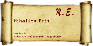 Mihalics Edit névjegykártya